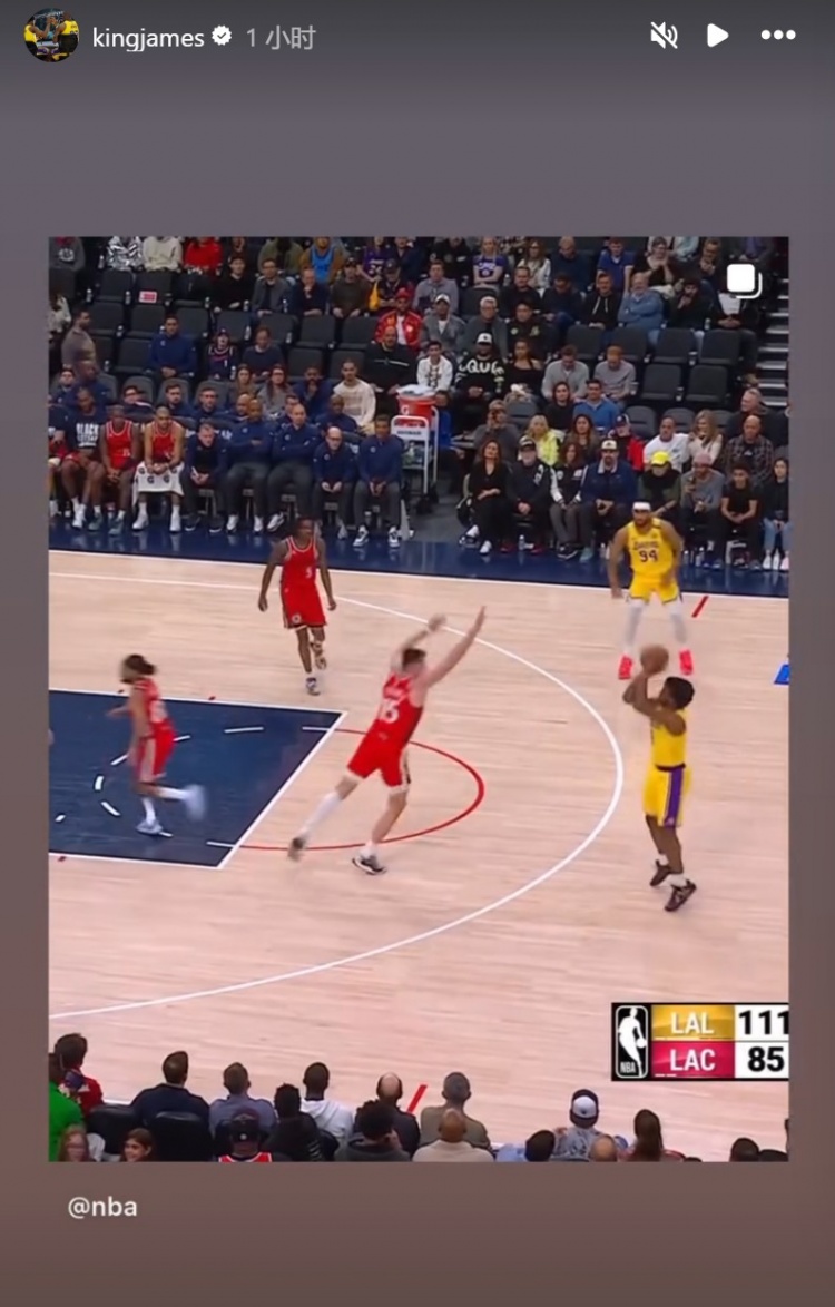  為你驕傲！布朗尼投進(jìn)NBA生涯首記三分球！詹姆斯賽后轉(zhuǎn)發(fā)