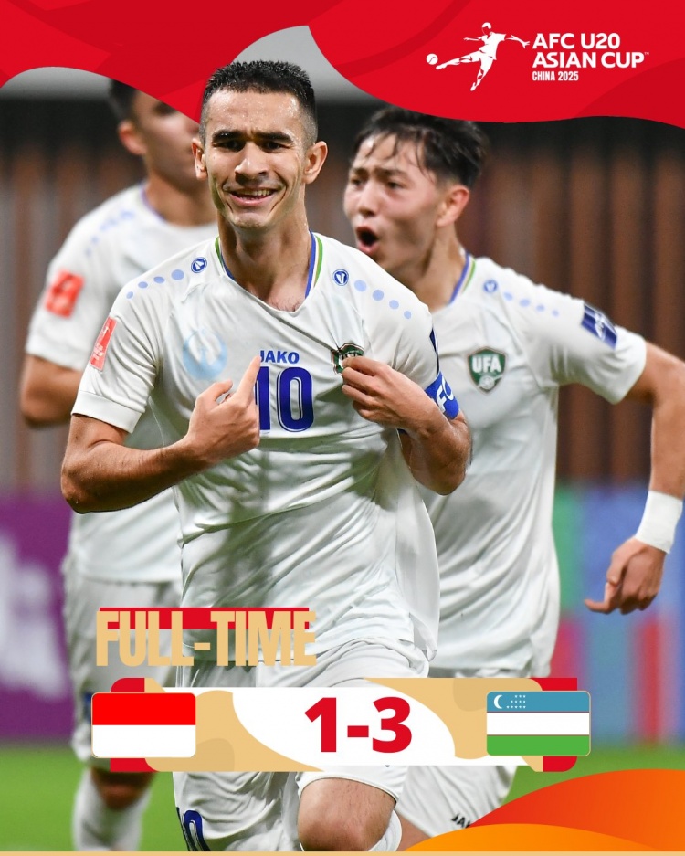  烏茲別克斯坦U20隊3-1印尼U20隊兩連勝晉級8強，印尼U20隊出局